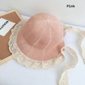 Kids Lace Cute Straw Hat Bungy Ratan Raffia Safari Toddler Suncaps